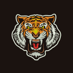 diseño de cara de tigre rugiendo