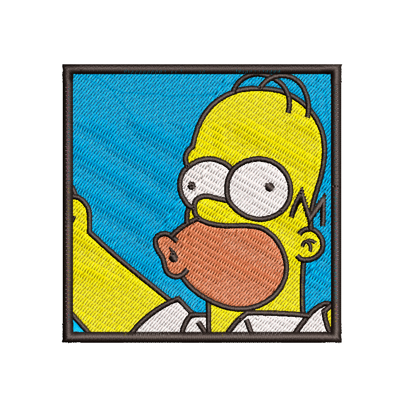Diseño de Homero Simpson yuju (parche cuadrado) para bordar