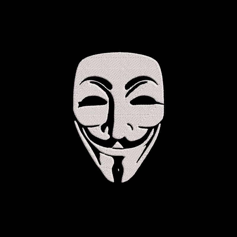 diseño de la máscara de Guy Fawkes de V de Vendetta para bordar