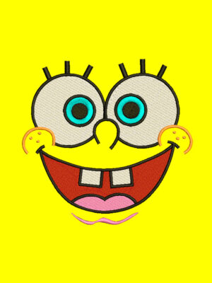 Diseño de cara de Bob Esponja sonriendo para bordar