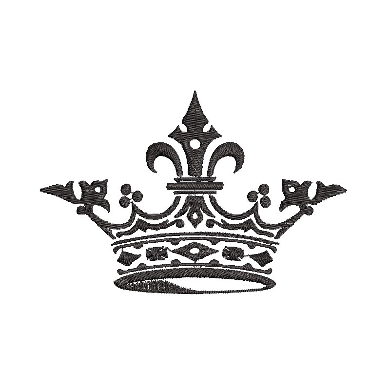 Diseño de corona de rey en blanco y negro para bordar