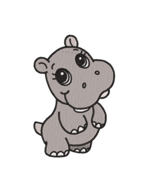 Diseño de hipopotamo bebe tierno para bordar