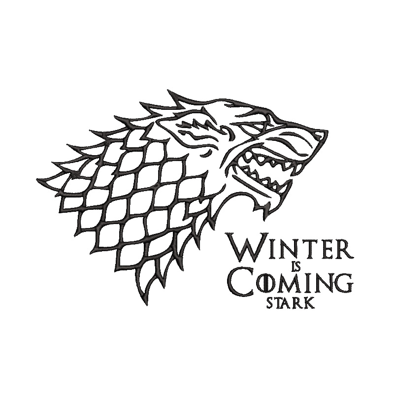 Diseño del lobo de la casa Stark de Game of Thrones (Winter is coming) para bordar