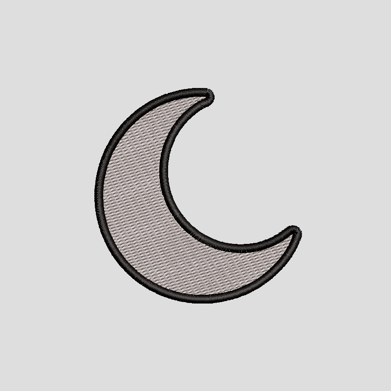 Diseño de media luna inclinada con borde para bordar