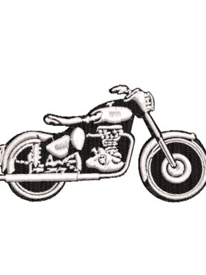 Diseño de moto clasica en blanco y negro para bordar