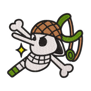 Diseño de la Bandera pirata de Ussop Jolly Roger de One Piece para bordar