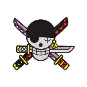 Diseño de la Bandera pirata de Zoro Jolly Roger New World de One Piece para bordar