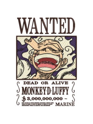 Diseño de Monkey D Luffy wanted poster de One Piece para bordar